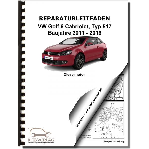 VW Golf 6 Cabrio (11>) 4-Zyl. 1,6l Dieselmotor TDI 75-105 PS Reparaturanleitung