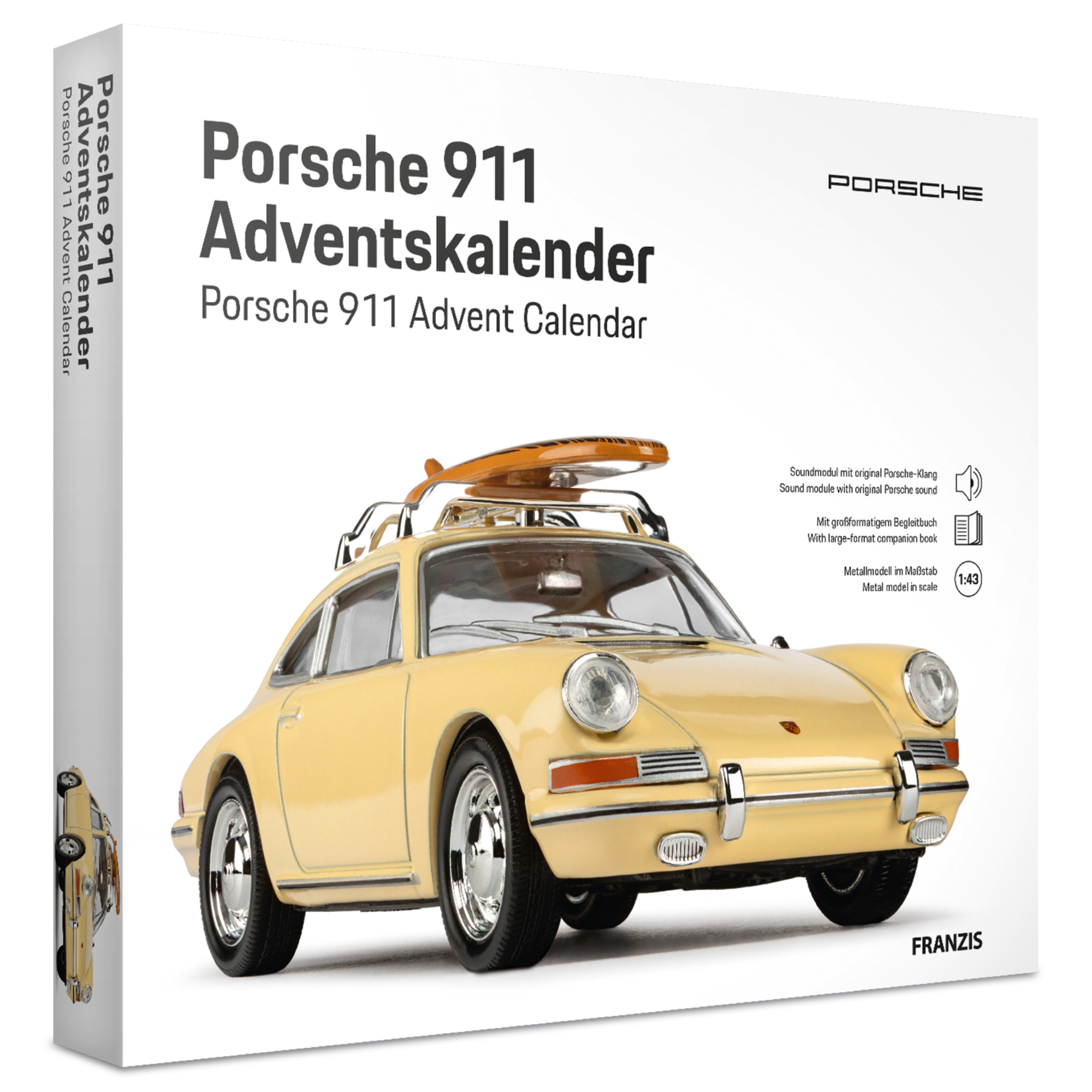 Porsche 911 with Surfboard Advent Calendar Model Car Building Kit FRANZIS