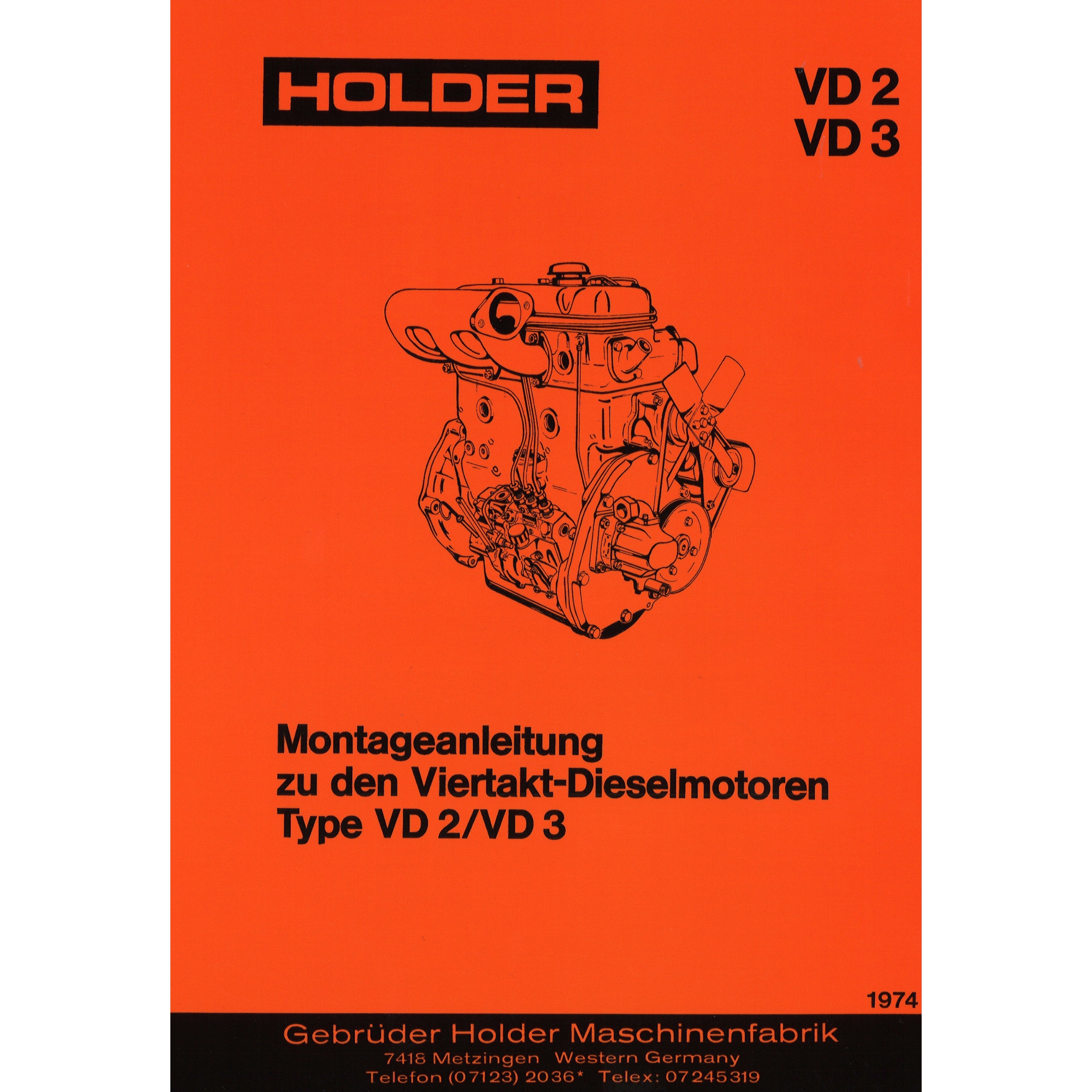 Holder Typ VD2 VD3 Viertakt Dieselmotor Montageanleitung Reparaturanleitung