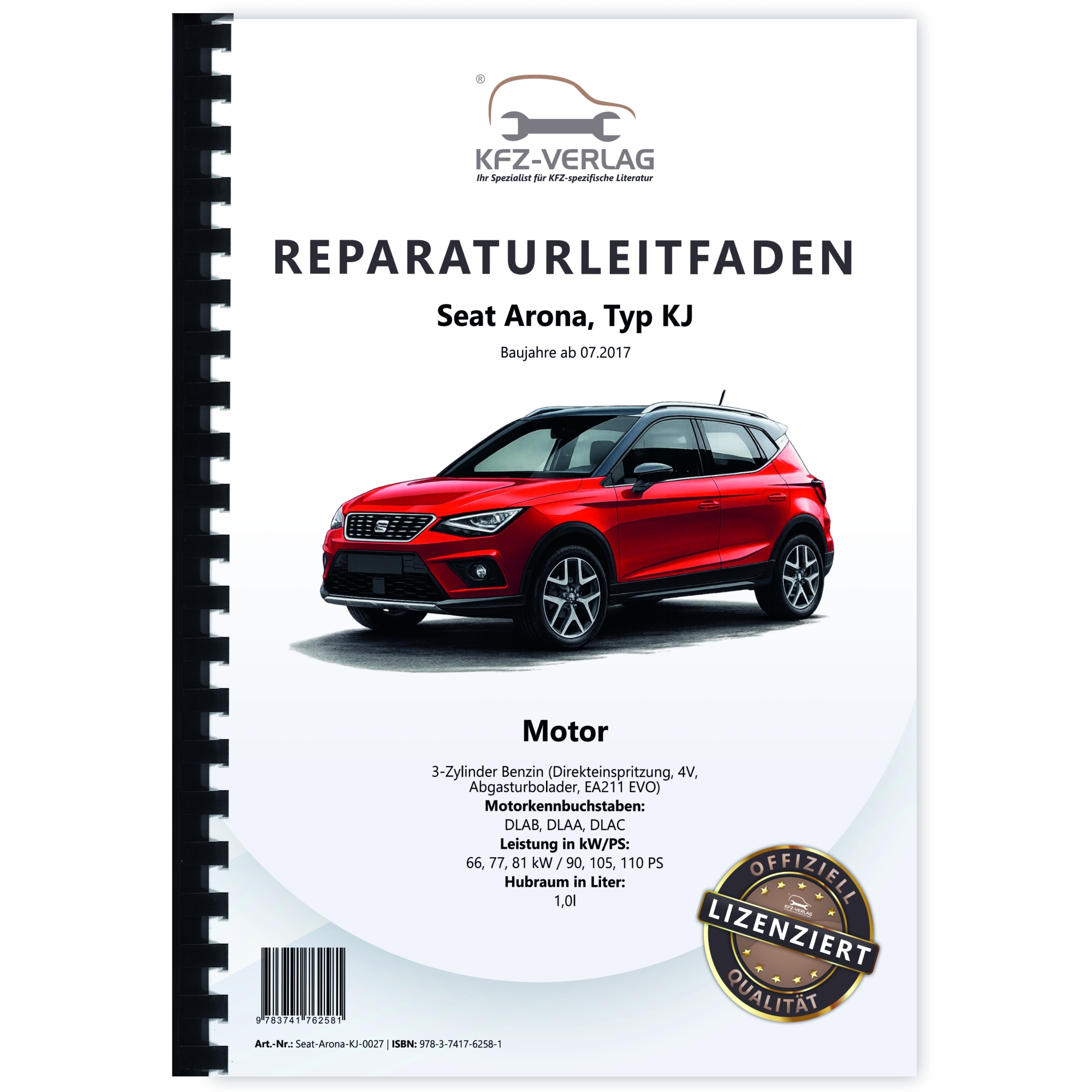 Seat Arona Typ KJ ab 2017 3-Zyl. 1,0l Benzinmotor 90-110 PS Werkstatthandbuch