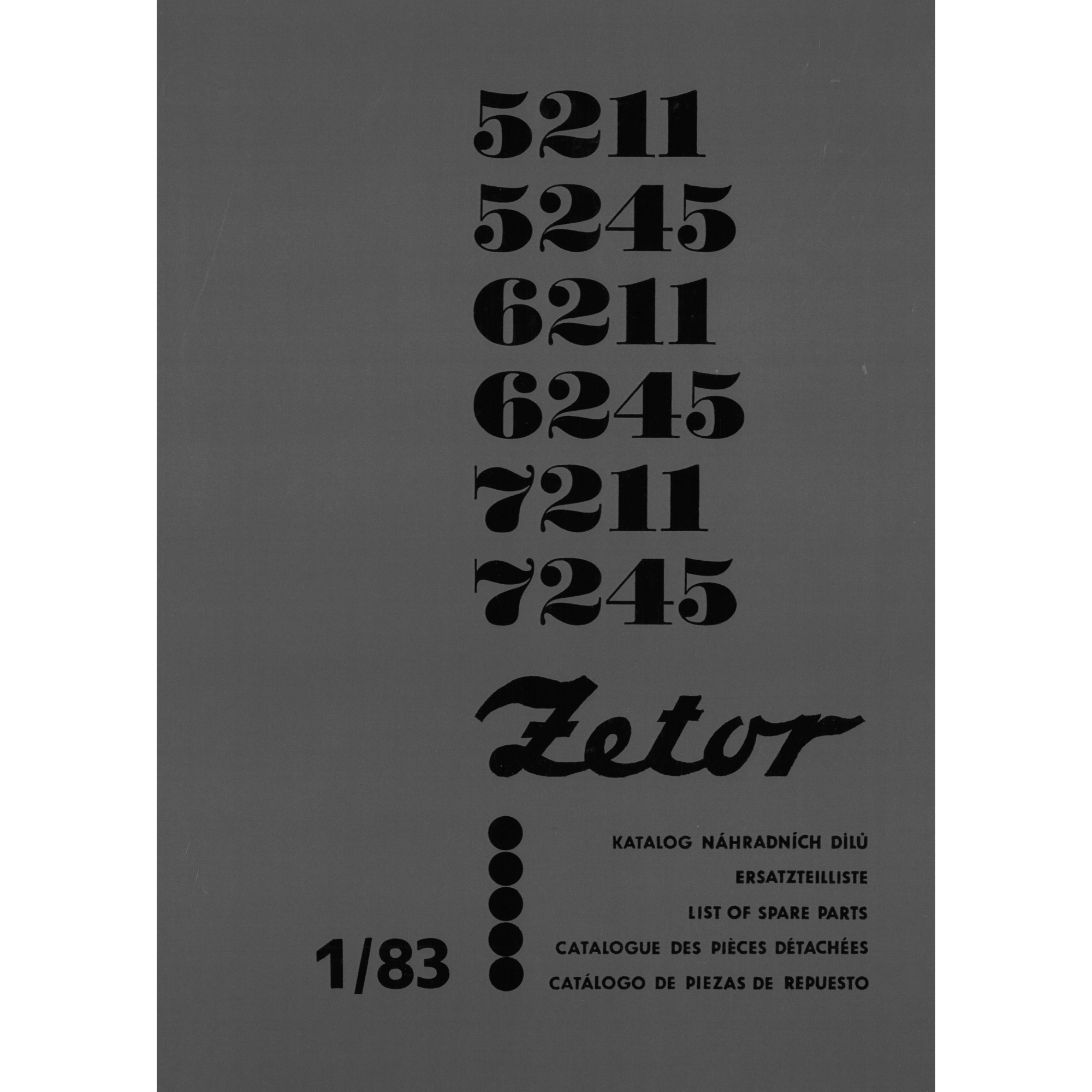 Zetor Schlepper 5211 5245 6211 6245 7211 7245 Ersatzteilliste Ersatzteilkatalog