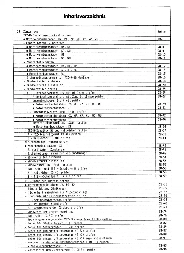 Audi 100/200 1982-1991 Benziner K-Jetronic Zündanlage Reparaturanleitung PDF