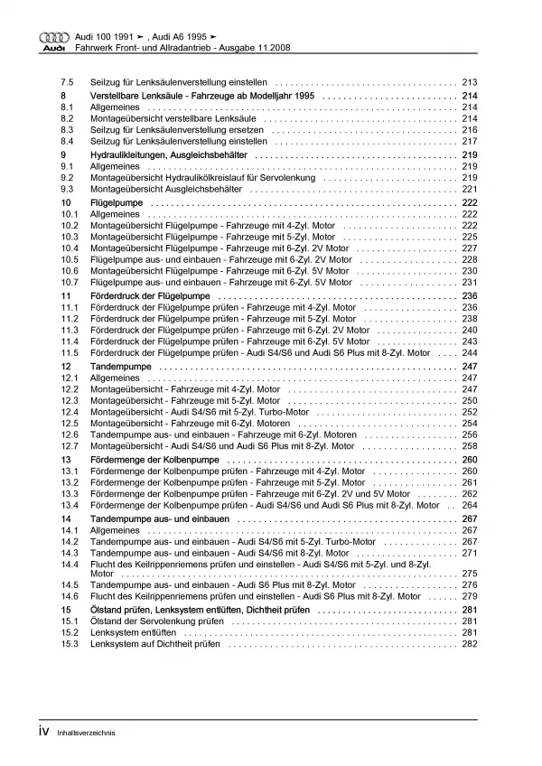 Audi 100 Typ 4A 1990-1997 Fahrwerk Achsen Lenkung FWD AWD Reparaturanleitung