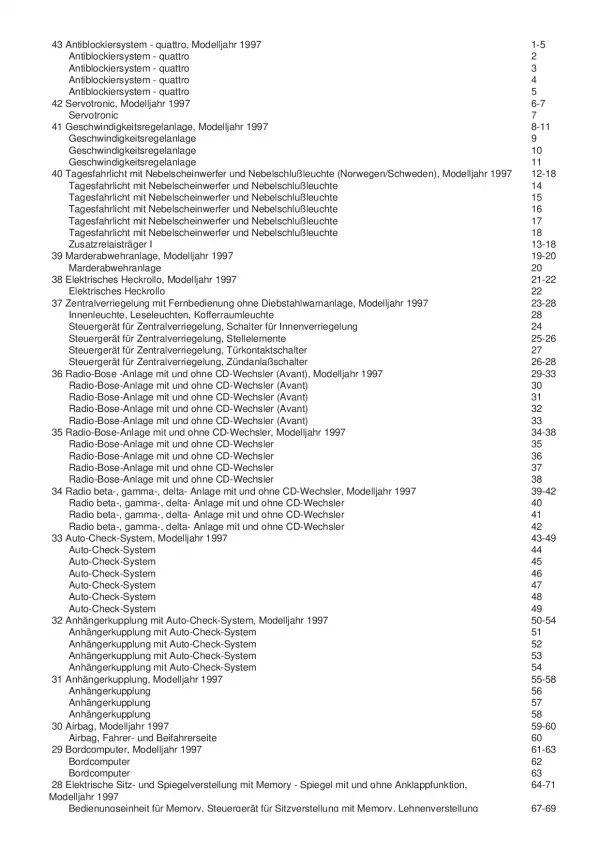 Audi 100 Typ 4A (90-97) Schaltplan Stromlaufplan Verkabelung Elektrik Pläne PDF