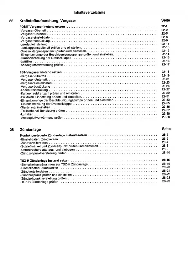 Audi 80 Typ 81 1978-1987 PDSIT 1B1 Vergaser- Zündanlage 1,3l Reparaturanleitung