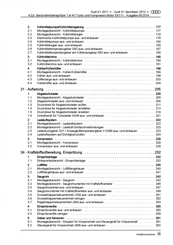 Audi A1 8X (10-18) 4-Zyl. 1,4l Benzinmotor TFSI 185 PS Reparaturanleitung PDF