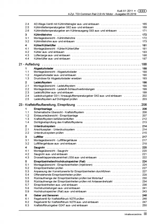 Audi A1 8X (10-18) 4-Zyl. 2,0l Dieselmotor TDI 136-143 PS Reparaturanleitung PDF