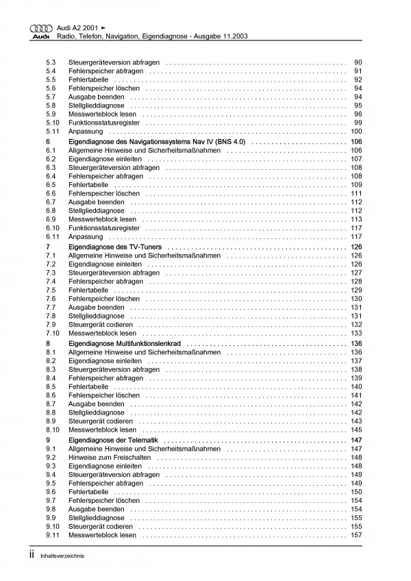 Audi A2 Typ 8Z 1999-2005 Eigendiagnose Kommunikation Reparaturanleitung