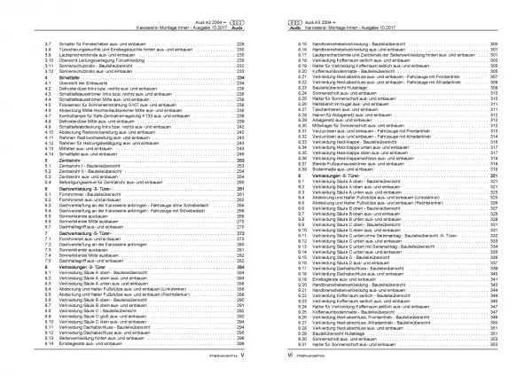 Audi A3 Typ 8P 2003-2012 Karosserie Montagearbeiten Innen Reparaturanleitung