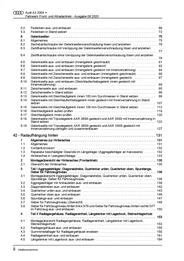 Audi A3 Typ 8P 2003-2012 Fahrwerk Achsen Lenkung FWD AWD Reparaturanleitung