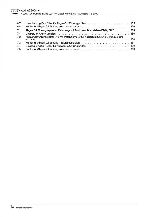 Audi A3 8P 2003-2012 4-Zyl. 2,0l Dieselmotor TDI 136-170 PS Reparaturanleitung