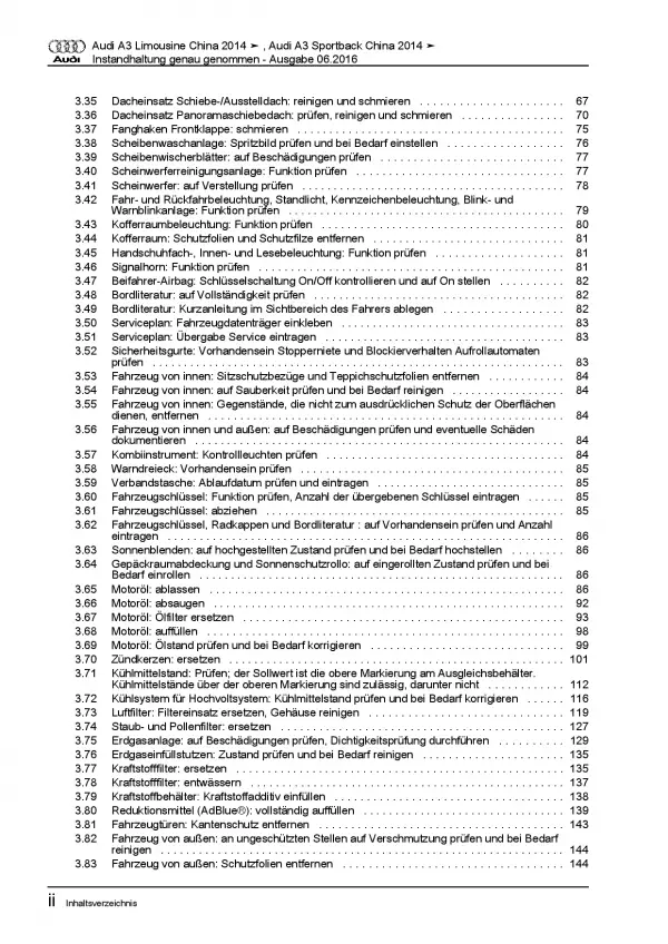 Audi A3 Typ 8V (12-20) Instandhaltung Wartung Inspektion Reparaturanleitung