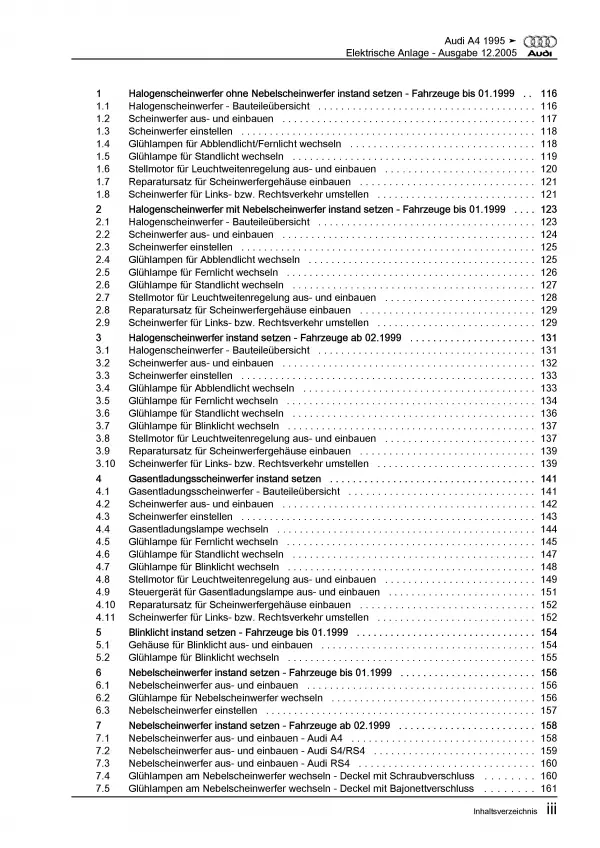 Audi A4 8D 1994-2002 Elektrische Anlage Elektrik Systeme Reparaturanleitung PDF