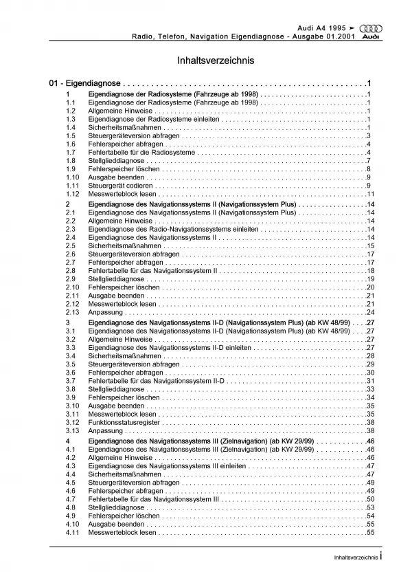 Audi A4 Typ 8D 1994-2002 Eigendiagnose Kommunikation Reparaturanleitung PDF