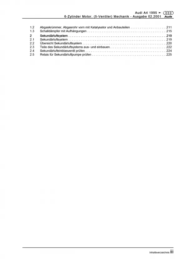 Audi A4 8D (94-02) 6-Zyl. Benzinmotor 163-193 PS Mechanik Reparaturanleitung PDF