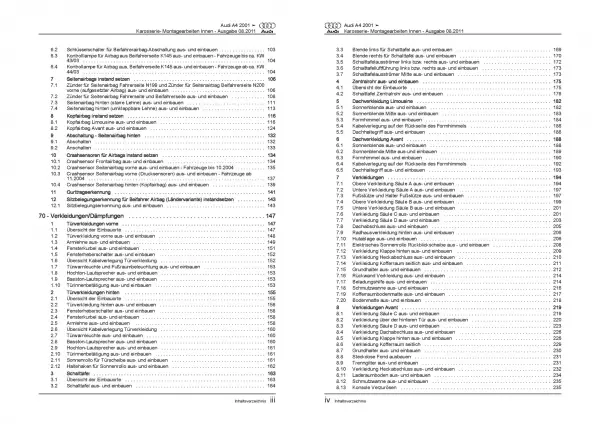 Audi A4 Typ 8E 2000-2008 Karosserie Montagearbeiten Innen Reparaturanleitung PDF