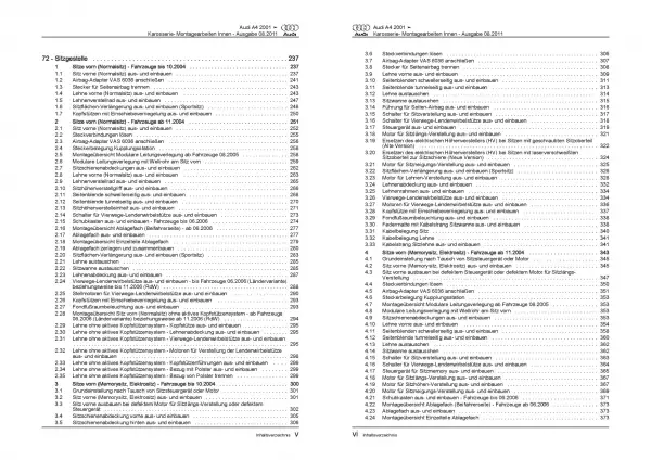 Audi A4 Typ 8E 2000-2008 Karosserie Montagearbeiten Innen Reparaturanleitung PDF