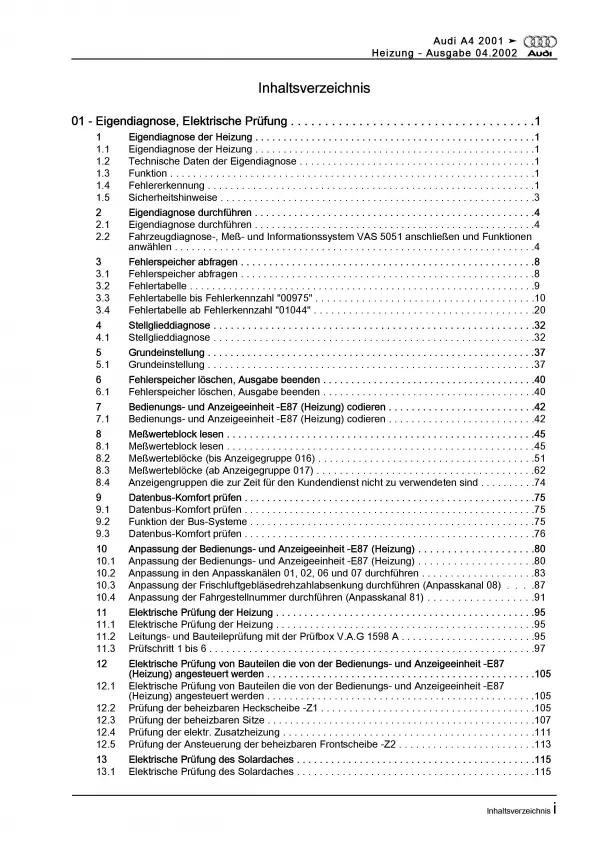 Audi A4 Typ 8E 2000-2008 Heizung Reparaturanleitung PDF