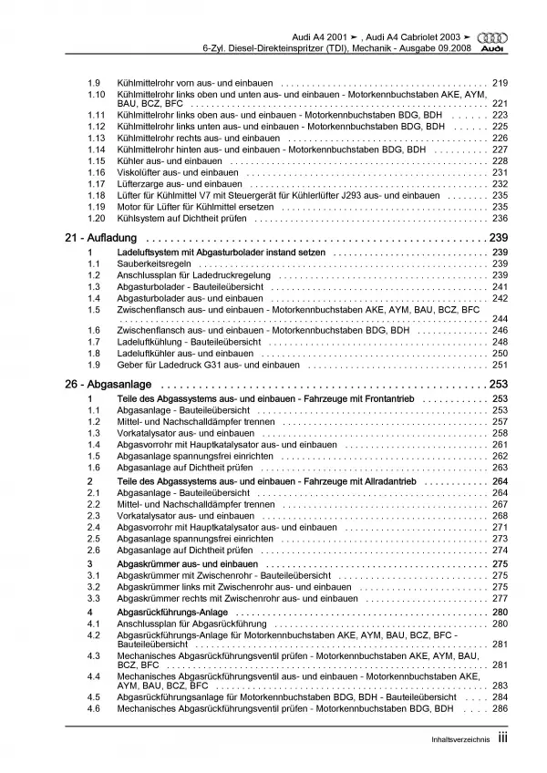 Audi A4 8E (00-08) 6-Zyl. Dieselmotor Mechanik 155-180 PS Reparaturanleitung