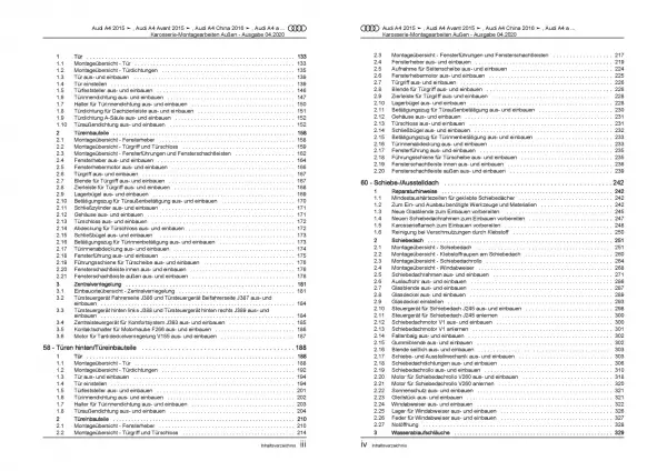 Audi A4 Typ 8W ab 2015 Karosserie Montagearbeiten Außen Reparaturanleitung PDF