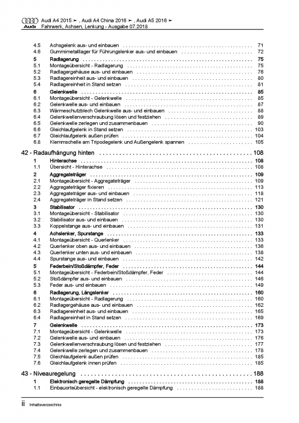 Audi A4 Typ 8W ab 2015 Fahrwerk Achsen Lenkung Reparaturanleitung PDF