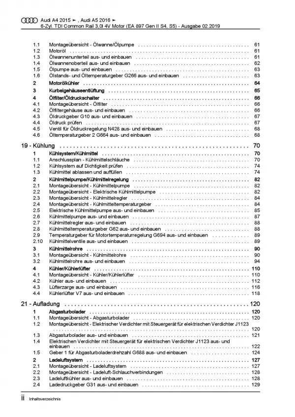 Audi A4 Typ 8W ab 2015 6-Zyl. Dieselmotor 4V 3,0l TDI Reparaturanleitung PDF