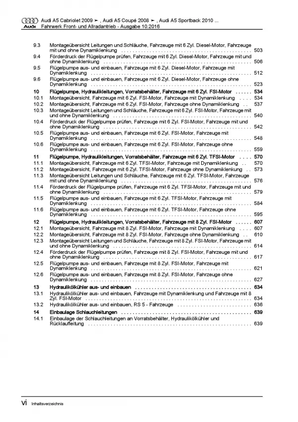 Audi A5 Typ 8F 2009-2016 Fahrwerk Achsen Lenkung FWD AWD Reparaturanleitung PDF