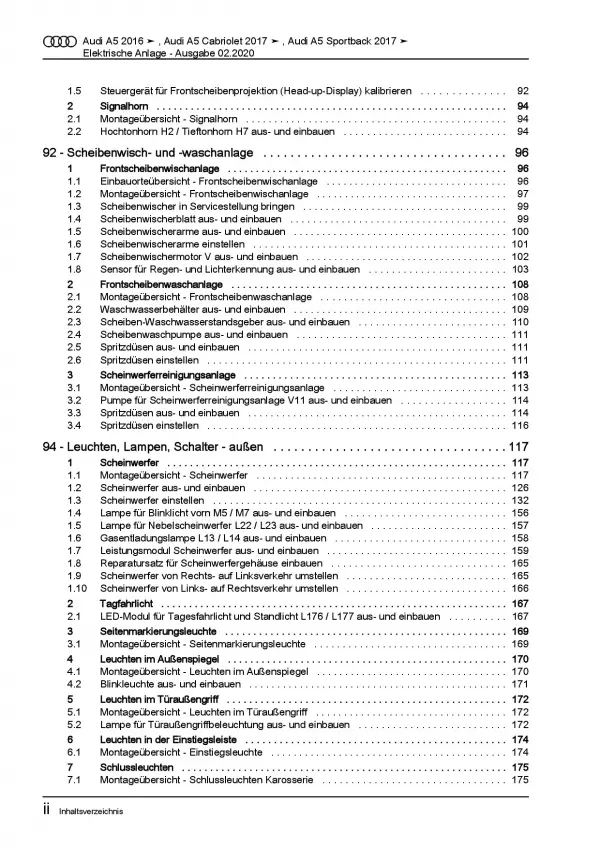 Audi A5 F5 ab 2016 Elektrische Anlage Elektrik Systeme Reparaturanleitung PDF