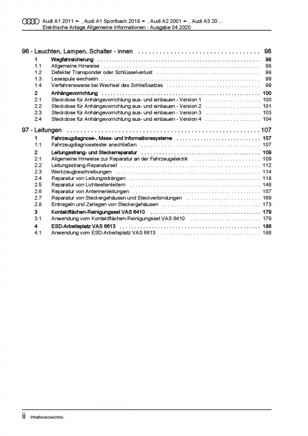 Audi A5 F5 ab 2016 Allgemeine Infos Elektrische Anlage Reparaturanleitung PDF