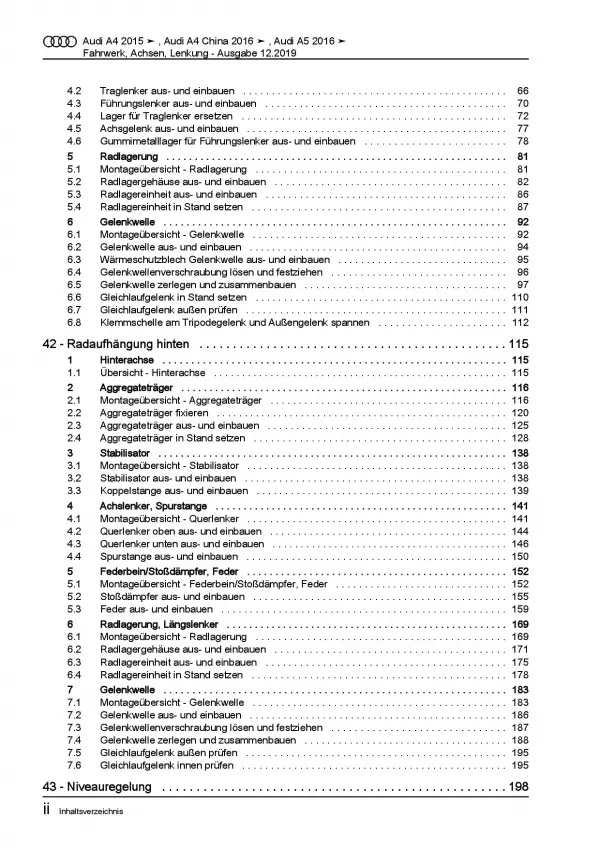 Audi A5 Typ F5 ab 2016 Fahrwerk Achsen Lenkung Reparaturanleitung PDF