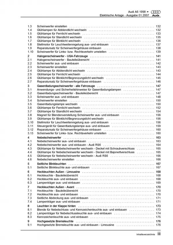 Audi A6 4B 1997-2005 Elektrische Anlage Elektrik Systeme Reparaturanleitung PDF