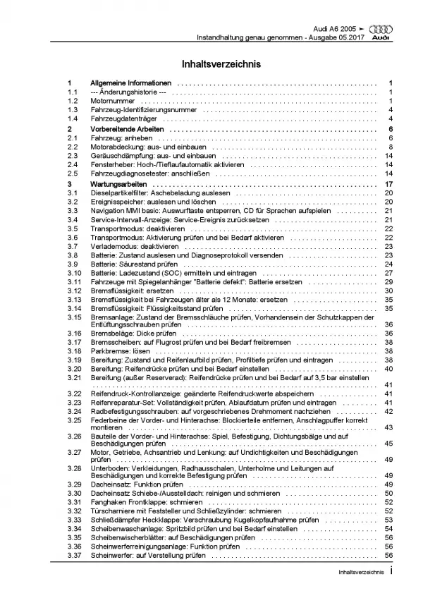 Audi A6 Typ 4F (04-11) Instandhaltung Inspektion Wartung Reparaturanleitung PDF