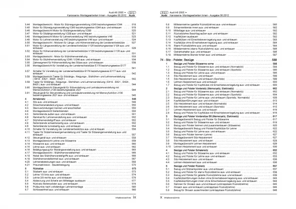 Audi A6 Typ 4F 2004-2011 Karosserie Montagearbeiten Innen Reparaturanleitung