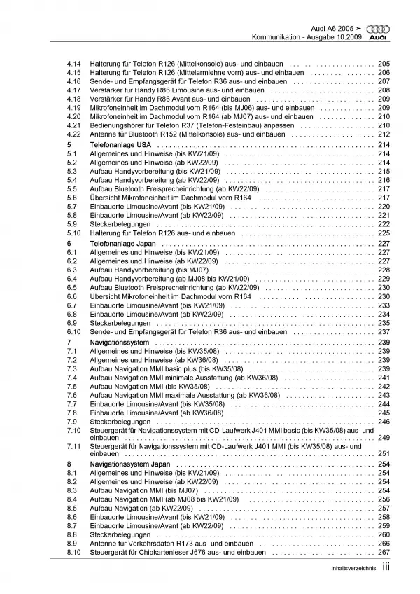 Audi A6 Typ 4F 2004-2011 Radio Navigation Kommunikation Reparaturanleitung