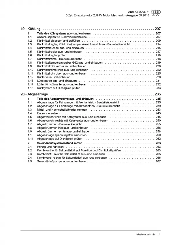 Audi A6 4F 2004-2011 6-Zyl. Benzinmotor 177 PS Mechanik Reparaturanleitung PDF