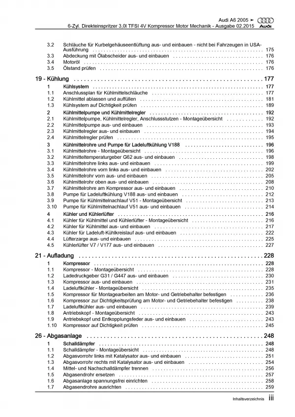 Audi A6 4F (04-11) 6-Zyl. Benzinmotor 290-299 PS Mechanik Reparaturanleitung PDF