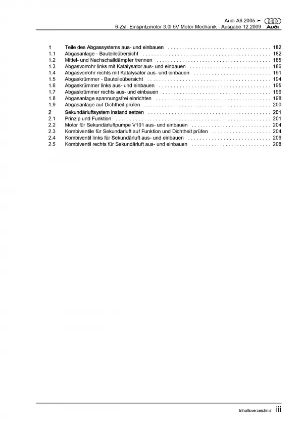 Audi A6 4F (04-11) 6-Zyl. Benzinmotor 5V 218 PS Mechanik Reparaturanleitung PDF