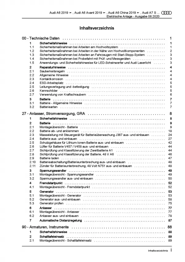 Audi A6 4K ab 2018 Elektrische Anlage Elektrik Systeme Reparaturanleitung PDF