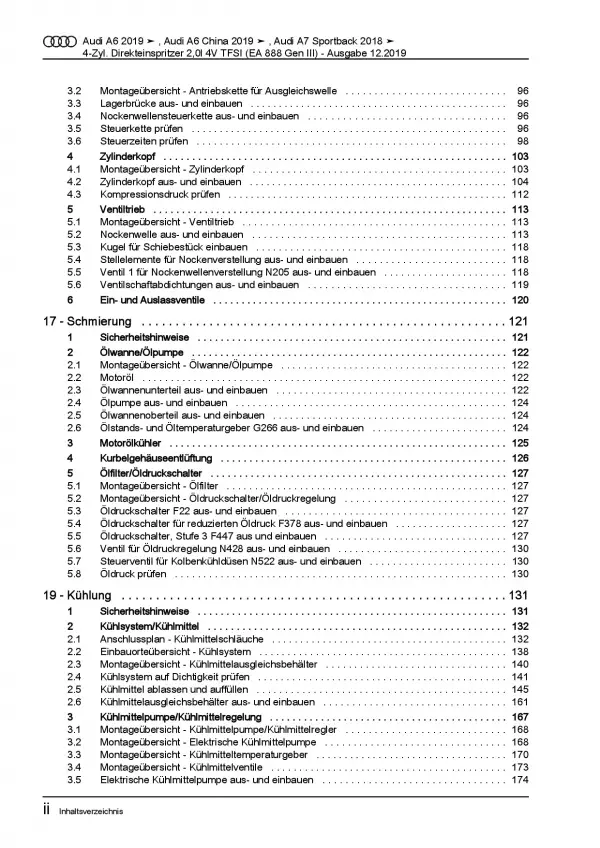 Audi A6 Typ 4K ab 2018 4-Zyl. 2,0l TFSI Benzinmotor Reparaturanleitung PDF