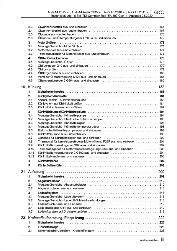 Audi A6 4K ab 2018 3,0l Instandsetzung 6-Zyl. Dieselmotor Reparaturanleitung PDF