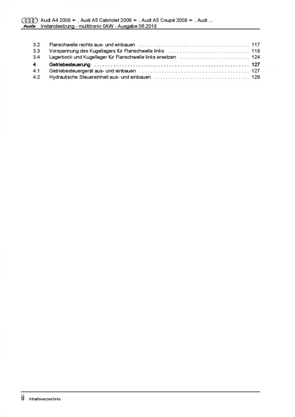 Audi A7 Typ 4G 2010-2018 Instandsetzung Multitronic 0AW Reparaturanleitung PDF