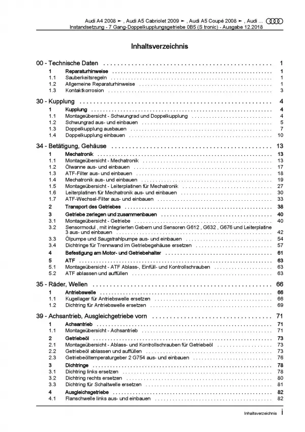 Audi A7 4G (10-18) Instandsetzung Doppelkupplungsgetriebe 0B5 Reparaturanleitug