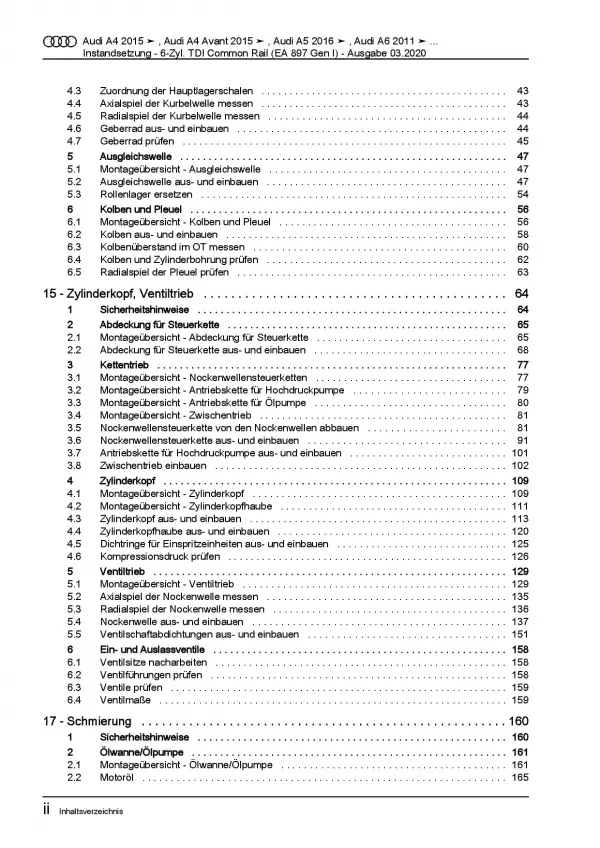 Audi A7 4G 2010-2018 Instandsetzung 6-Zyl. Dieselmotor TDI Reparaturanleitung