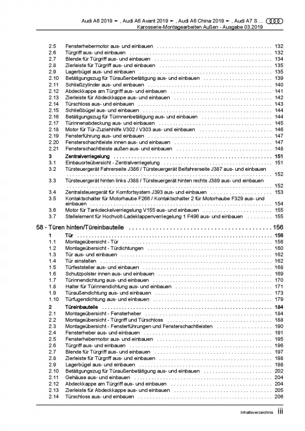 Audi A7 Typ 4K ab 2018 Karosserie Montagearbeiten Außen Reparaturanleitung PDF