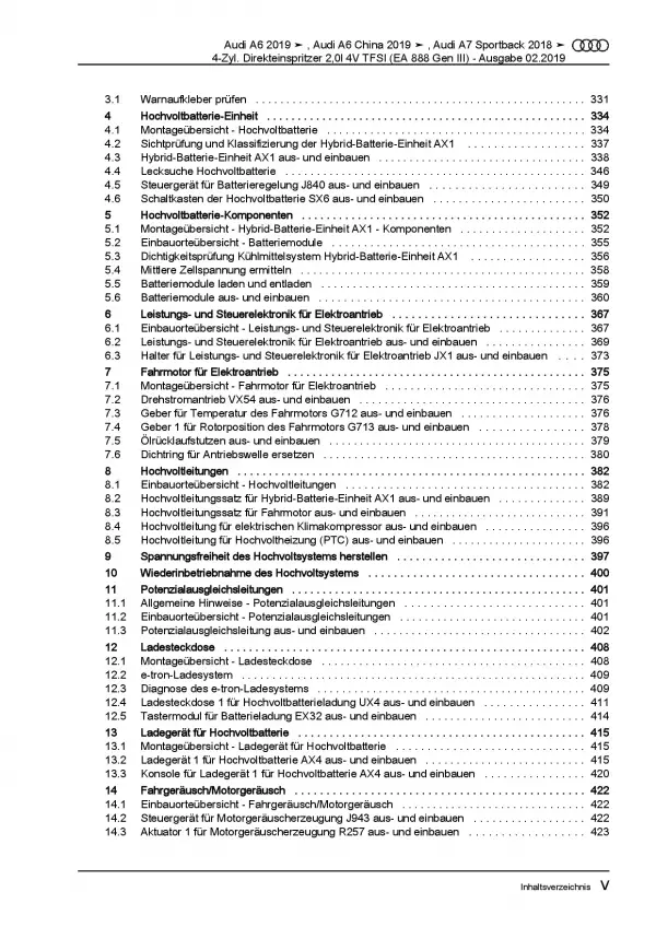 Audi A7 Typ 4K ab 2018 4-Zyl. 2,0l Benzinmotor Reparaturanleitung PDF