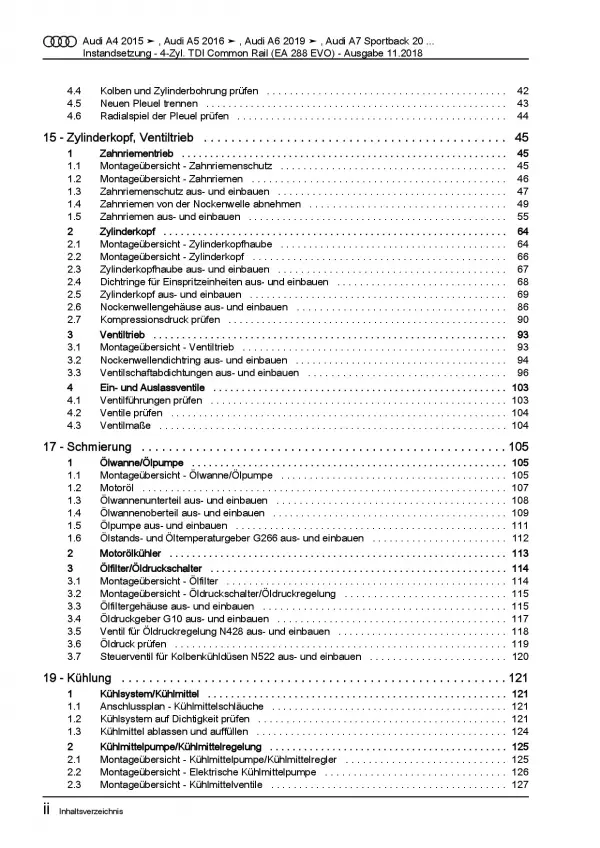 Audi A7 4K ab 2018 Instandsetzung 4-Zyl. 2,0l Dieselmotor Reparaturanleitung PDF