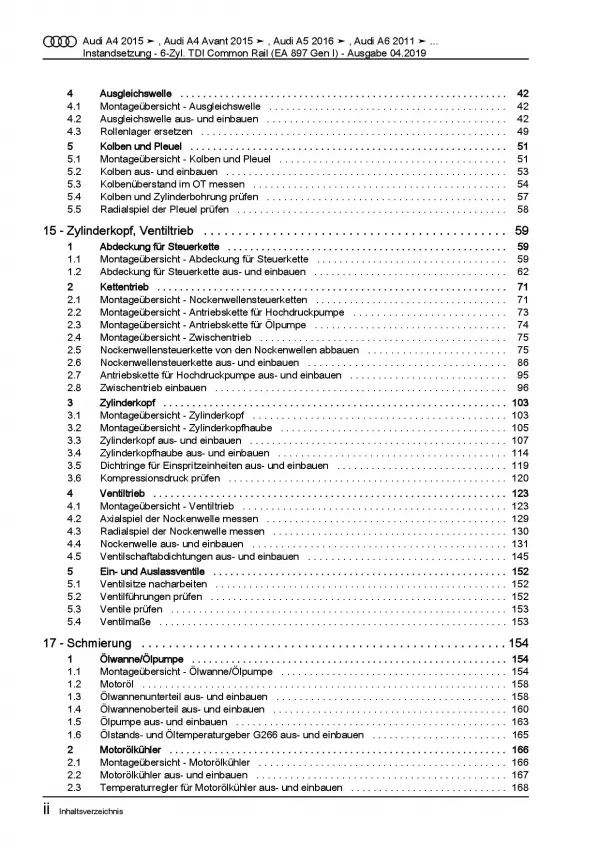 Audi A7 4K (18>) Instandsetzung 6-Zyl. Diesel 190-272 PS Reparaturanleitung PDF