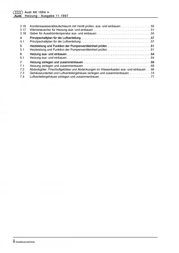 Audi A8 Typ 4D 1994-2002 Heizung mit Eigendiagnose Reparaturanleitung PDF