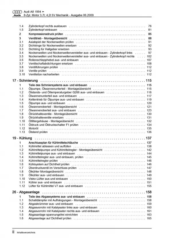 Audi A8 4D 1994-2002 Benzinmotor Mechanik 238-360 PS Reparaturanleitung PDF