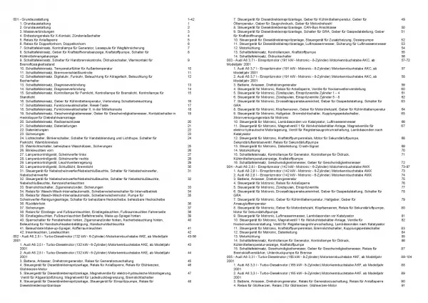 Audi A8 Typ 4D 2001-2002 Schaltplan Stromlaufplan Verkabelung Elektrik Pläne PDF